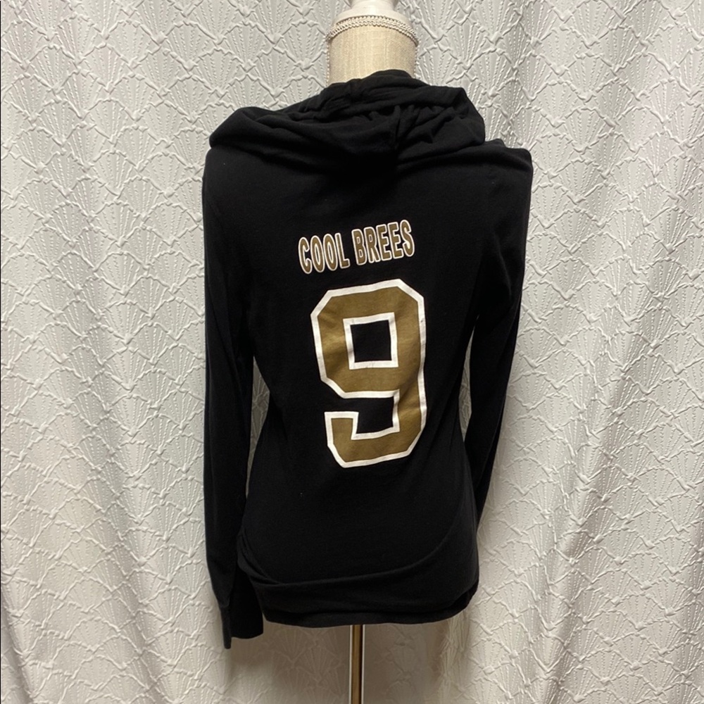 Kavio‎ size XL New Orleans Saints Drew Brees Black Hooded Top with Gold Number 9 - Picture 4 of 8